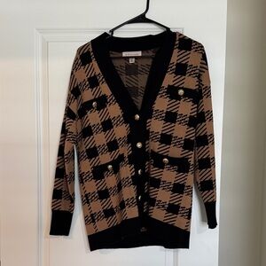 Philosophy Black and Tan Checkered Cardigan